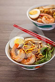 Spicy Prawn Noodle. A delicacy made popular by the Chinese in Malaysia and Singapore