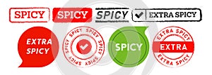 spicy rectangle circle stamp and speech bubble label sticker for spiciness food
