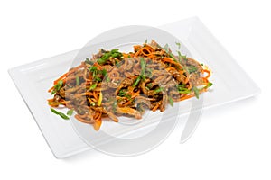 Spicy salad heh beef meat and carrots