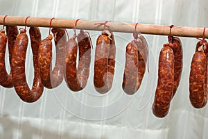 Spicy salami hung to dry Basilicata Italy tradition