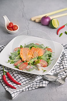 Spicy Salmon Salad on plate