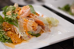 Spicy salmon salad Thai food style