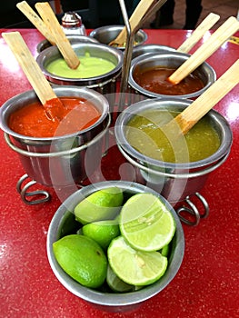 Spicy salsas - Mexican tacos photo