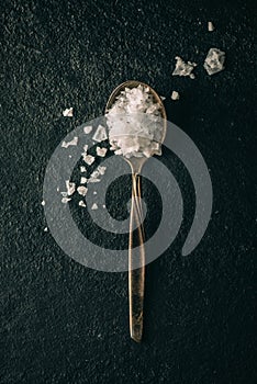 Spicy salt on old spoon