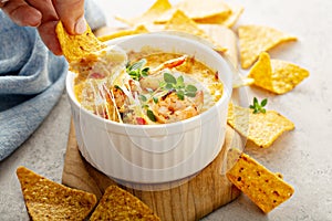 Spicy seafood dip in a ramekin