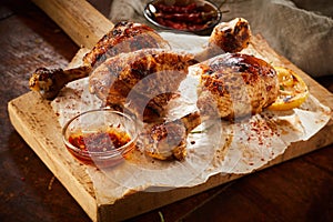 Spicy seasoned chicken legs or drumsticks