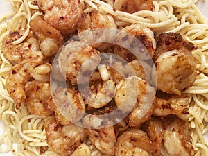 Spicy Shrimp Over Pasta