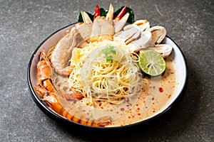 spicy shrimps spaghetti pasta (Tom Yum Goong)