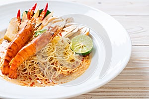 spicy shrimps spaghetti pasta (Tom Yum Goong)