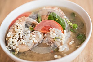 Spicy snakehead fish soup with ant eggs