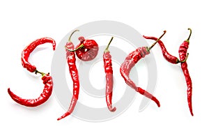 Spicy Spelled with chili peppers
