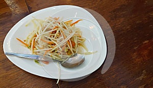 Spicy Thai Papaya Salad, Restaurant in Bangkok. photo