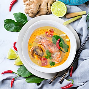 Spicy thai tom yum, yam kung sour soup