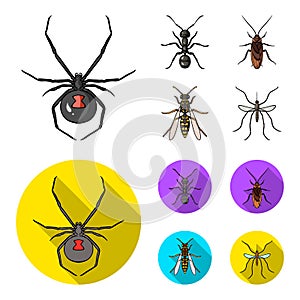 Spider, ant, wasp, bee .Insects set collection icons in cartoon,flat style vector symbol stock illustration web.