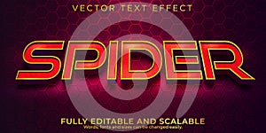 Spider cinematic text effect, editable red and gold text style