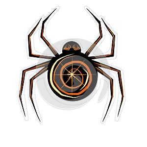Spider circle black scary with orange contour