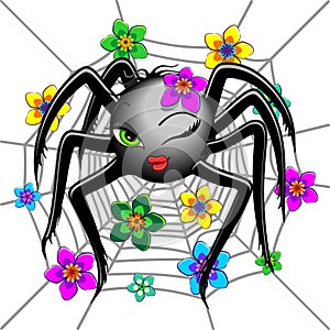 Spider Cute Wink Emoji Face Character