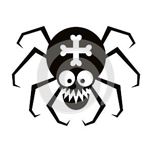 Spider. Flat black image, icon, isolated background.