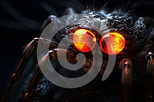 Spider glowing eyes. Generate Ai