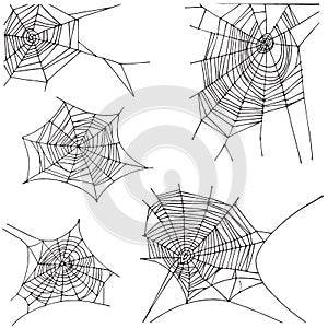 Spider hand drawn net set.