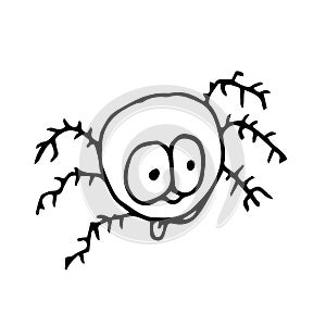 Spider hand drawn. Halloween Icon. Vector illustration