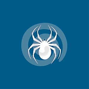 Spider Icon On Blue Background. Blue Flat Style Vector Illustration