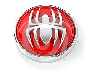 Spider icon on glossy red round button