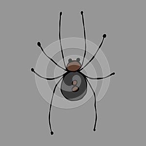 Spider icon, isolated on white. Hand drawn style.