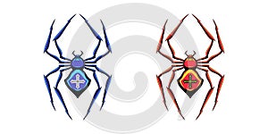Spider logo with cross. Black spider crosspiece silhouette