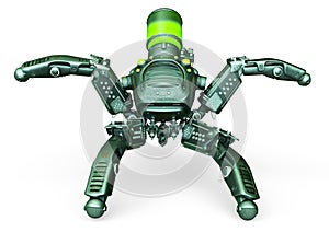 Spider mech in white background ready to attack