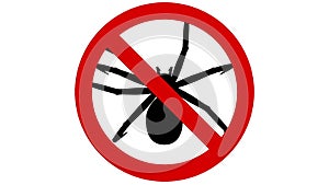 Spider pest in prohibited sign, CG animation