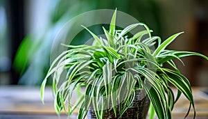 Spider Plant (chlorophytum Comosum) One of The Air Purifying Plants that Can Tolerate Low Light photo