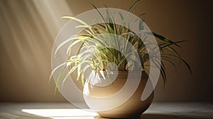 Spider Plant pot indoors with natural sunlight. Generative AI