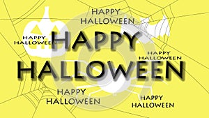 Spider pumpkin bat background and happy halloween letters