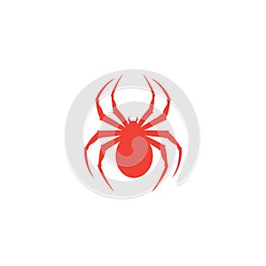 Spider Red Icon On White Background. Red Flat Style Vector Illustration