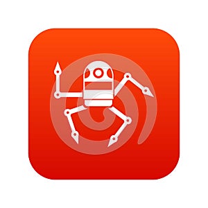 Spider robot icon digital red