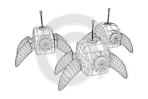 Spider robot with radar antenna. Nanobot, nanotechnology medical concept