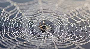 A spider sits at the center