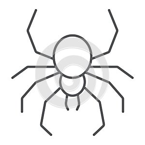 Spider thin line icon, spooky and animal, arachnid sign, vector graphics, a linear pattern on a white background.