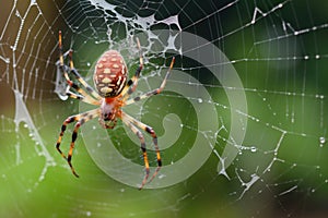 spider trapping and feeding on prey in its web