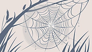 Spider web on branches, nature and Halloween vector design. vector design Generative AI