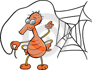 Spider with web cartoon