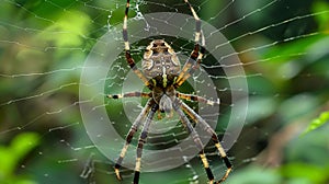 A spider on a web in a forest