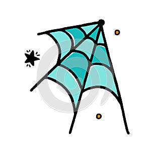 Spider Web Halloween concept Illustration of vector doodle style design Isolated on white background