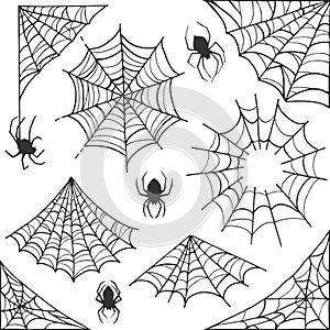 Spider web Halloween symbol. Cobweb decoration elements collection. Halloween cobweb vector frame and borders with
