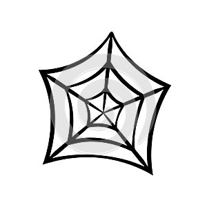 Spider web icon. Cobweb vector silhouette. Spiderweb clip art. Flat vector illustration.