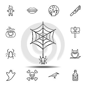 Spider on the web icon. Simple outline vector element of Halloween icons set for UI and UX, website or mobile application