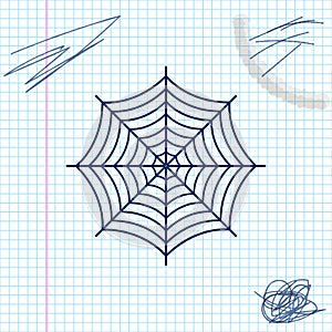 Spider web line sketch icon isolated on white background. Cobweb sign. Vector Illustration.