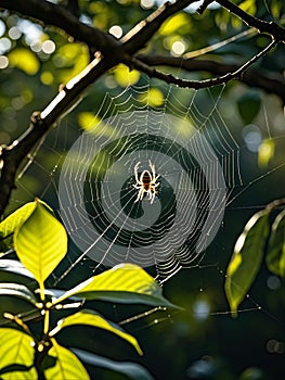 Spider And The Web In The Nature Place