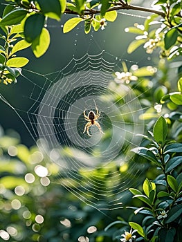 Spider And The Web In The Nature Place